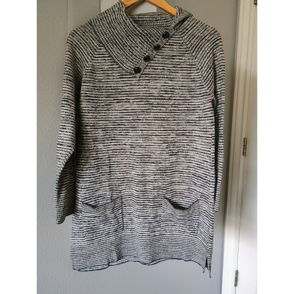 Eight Eight Eight Striped quiet Luxury cozy chic cottage Cowl Neck Tunic Sweater